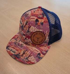 Custom Ink 806 Ropin' Steers Shiftin' Gears Aztec Western Trucker Hat